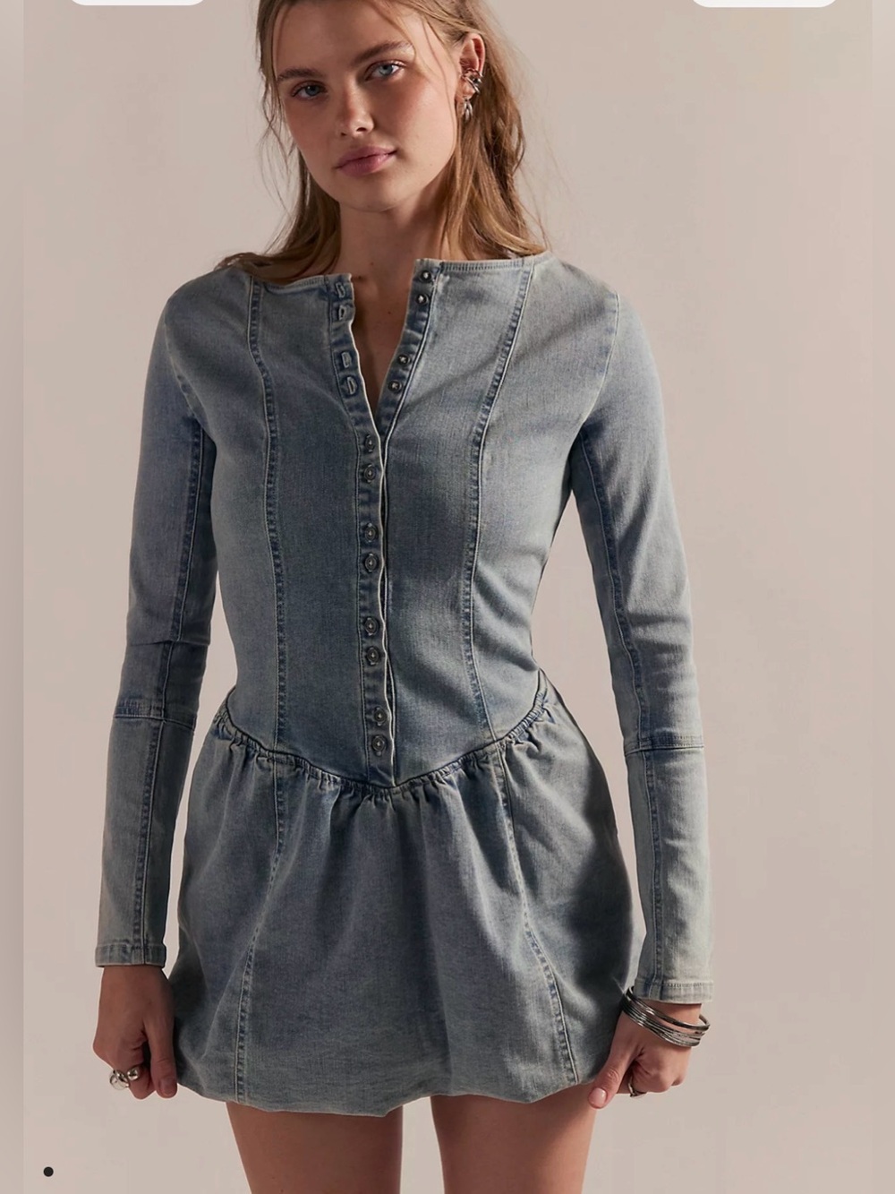 Free People We the Free Kent Denim Mini Dress-NWT